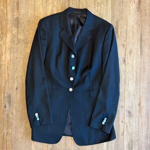 RJ Classics Dressage Coat, Black, Silver Buttons, Size 10